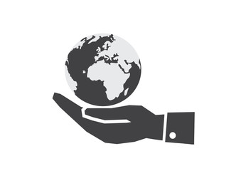 Hand holding world globe