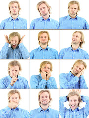 Man's emotion collage