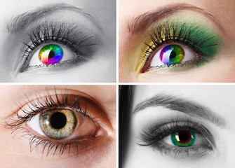 Collage of different photos showing eyes
