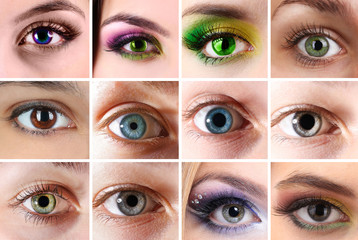 Collage of different photos showing eyes