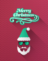 Merry christmas vector with hipster santa