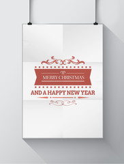 Christmas greeting message vector on poster