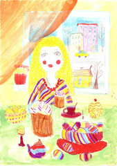 Obraz na płótnie Canvas Child's drawing of the celebration Easter