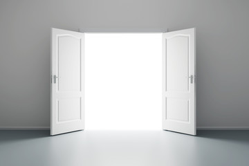 white empty room with opened door