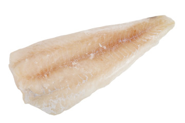 frozen cod fillets without skin isolated on white background