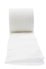 Toilet paper against white background
