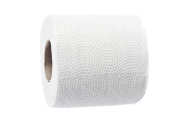 Toilet paper against white background
