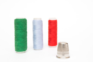 Sewing equipment isolated on white background