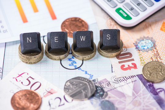 Finance news concept with punds in background