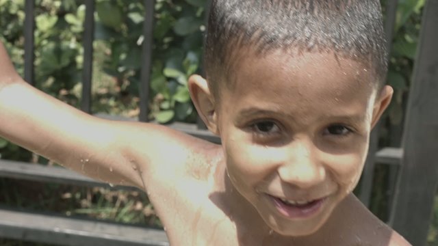 Funny Mixed Race Black and Latino Brazilian Take a Shower