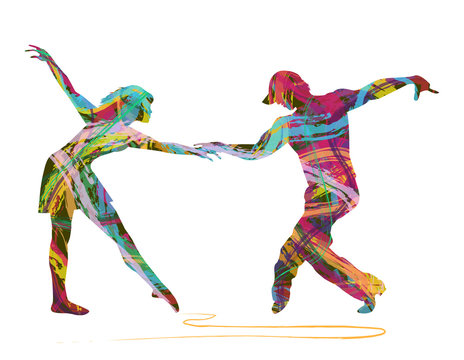 coppia di ballerini astratta composta da colori
