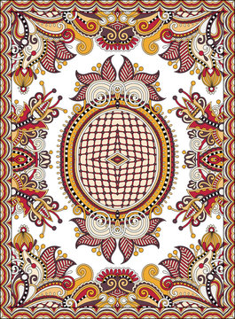 Ukrainian Oriental Floral Ornamental Carpet Design