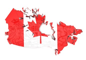 Map of Canada with flag colors