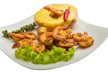 Garlic shrimps with potato
