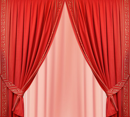 red curtains