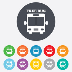Bus free sign icon. Public transport symbol.