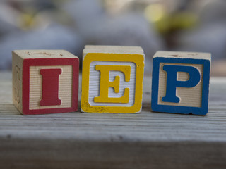 Indivualized Education Plan (IEP) alphabet blocks