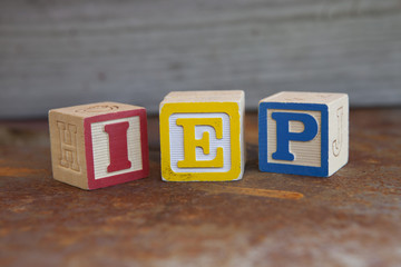 Indivualized Education Plan (IEP) alphabet blocks