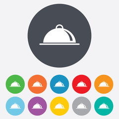 Food platter serving sign icon. Table setting.