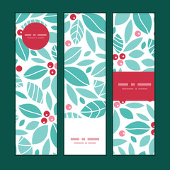Vector christmas holly berries vertical banners set pattern
