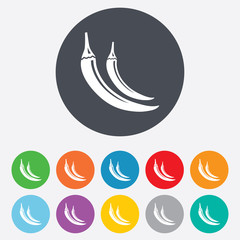 Hot chili pepper sign icon. Spicy food symbol.