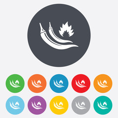 Hot chili peppers sign icon. Spicy food symbol.