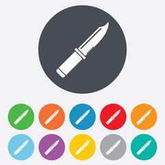 Knife sign icon. Edged weapons symbol.
