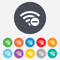 Wifi minus sign. Wi-fi symbol. Wireless.
