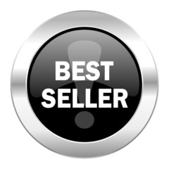 best seller black circle glossy chrome icon isolated