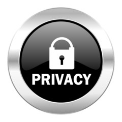privacy black circle glossy chrome icon isolated