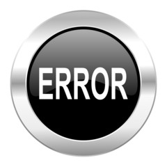 error black circle glossy chrome icon isolated