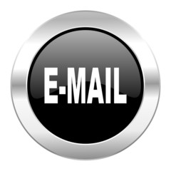email black circle glossy chrome icon isolated