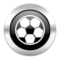 Fototapeta premium soccer black circle glossy chrome icon isolated