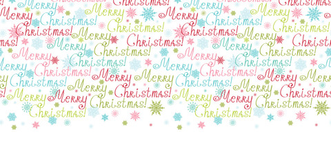 Vector merry christmas text horizontal border seamless pattern