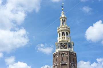 Fototapeta na wymiar Montelbaanstoren tower in Amsterdam, Netherlands.