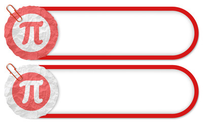 Obraz premium two buttons with texture crumpled paper and pi symbol