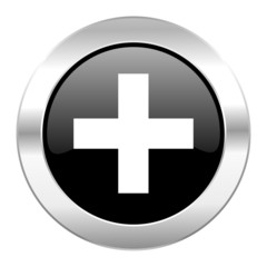 Obraz premium plus black circle glossy chrome icon isolated