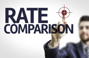 Business man pointing the text: Rate Comparison
