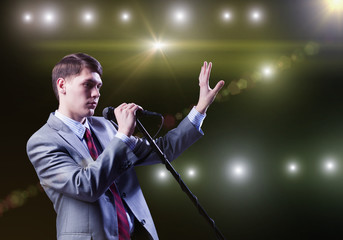 Businessman with microphone