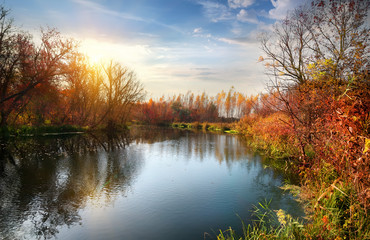 Autumn season on the river