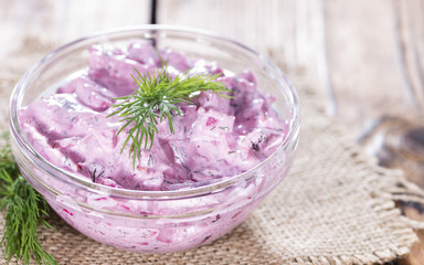 Portion of Herring Salad (with beet)