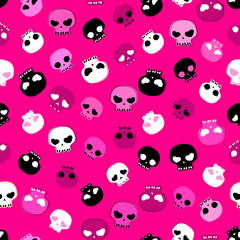 girlish aggressive cute skulls seamless pattern