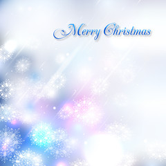 Shining christmas background with blurred snowflakes, bokeh