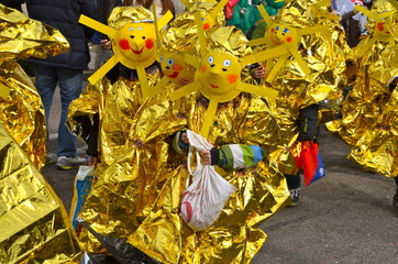 Colourful parade of carnival masks in Riehen, Switzerland