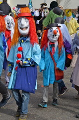 Colourful parade of carnival masks in Riehen, Switzerland