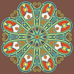 Circle lace ornament, round ornamental geometric doily pattern