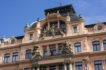Fototapeta na wymiar The building is Baroque in Prague