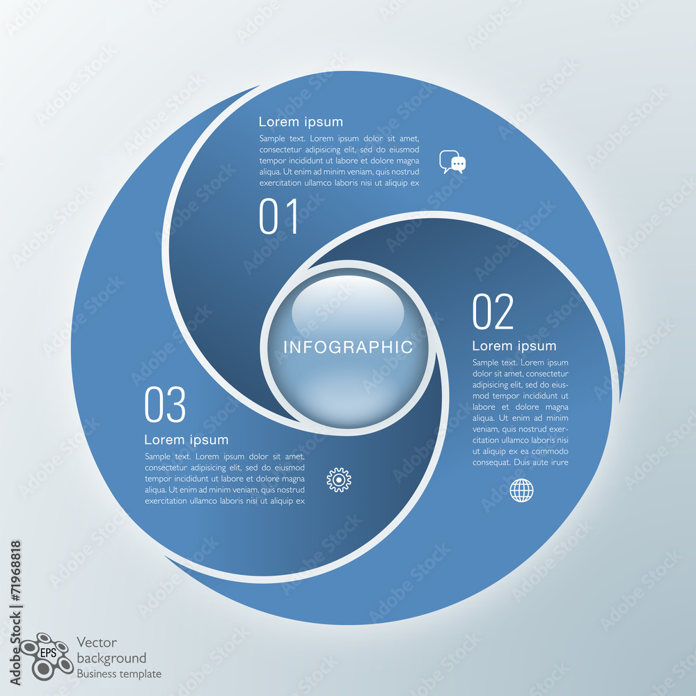 Wall mural infographics vector background 3-step process