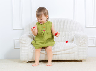 cute happy little girl  at home