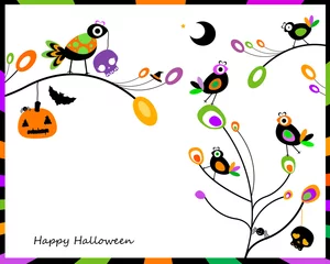 Fotobehang halloween card with crows © dip